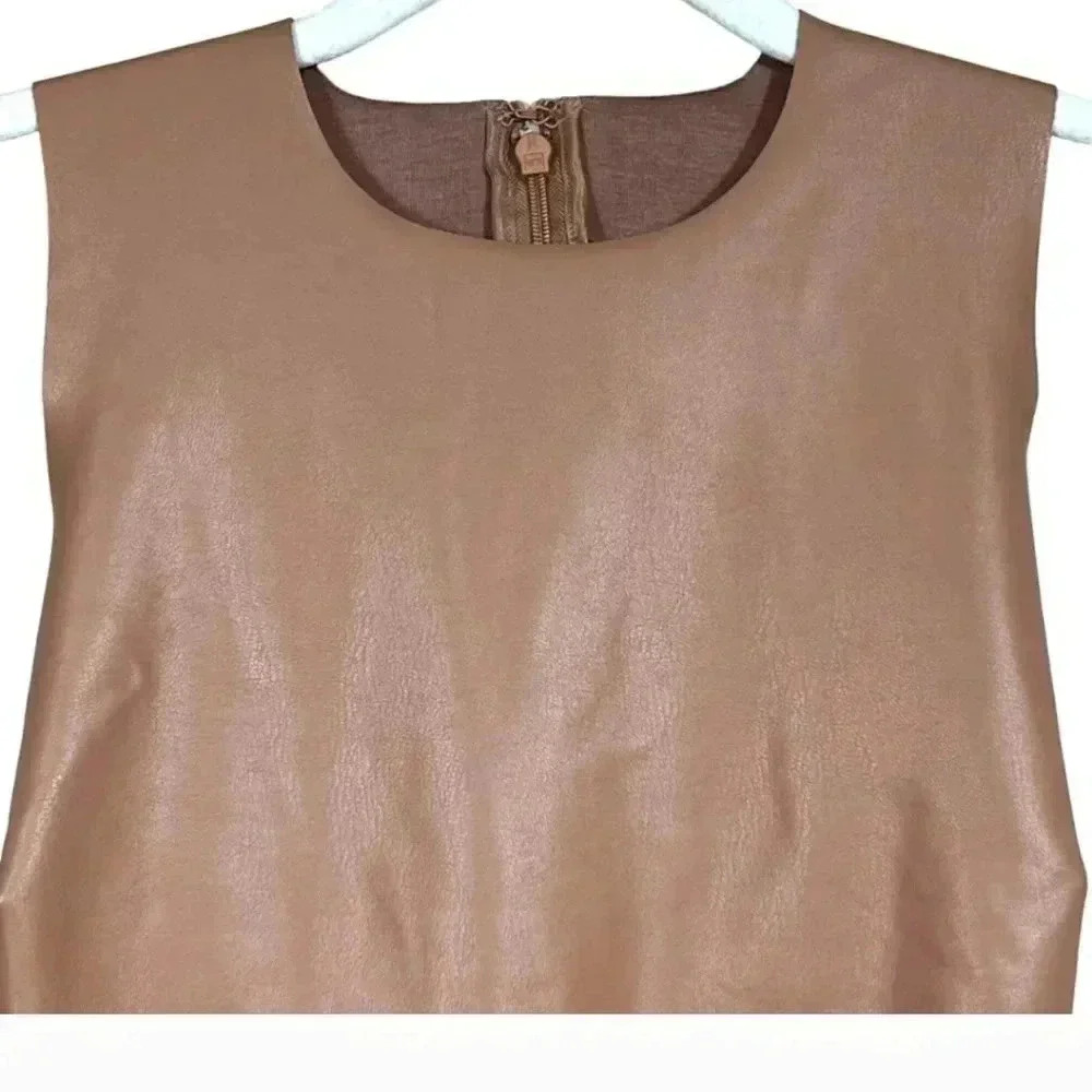 SKIMS Faux Leather Brown (Jasper) Crew Neck Bodysuit Size XL NWT - Picture 14 of 15